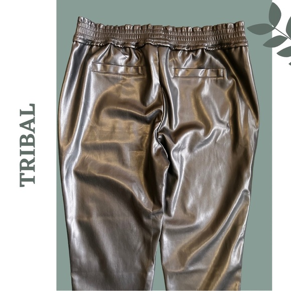 Tribal Vegan Leather Joggers Black Elastic Waist Size Extra Large - Picture 6 of 9